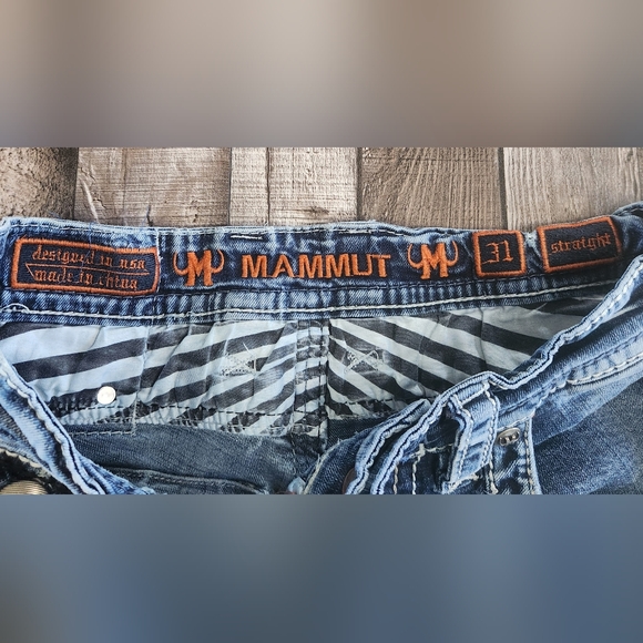 Mammut Straight Leg Denim Mens Jeans Thick Stitch 31X31 - Picture 10 of 16